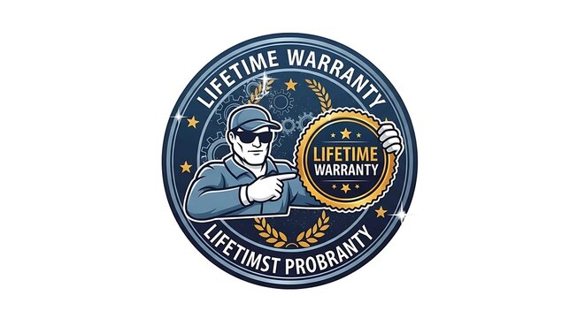 Illustration of Lifetime Warranty Badge Design Element.