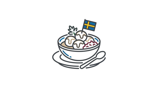 Traditional Swedish Meatball Dish Illustration.