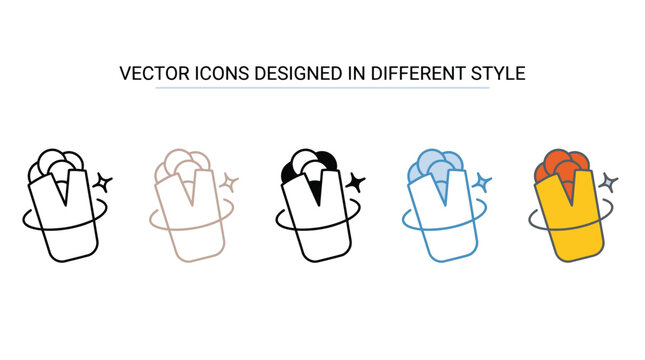 Shawarma and kebab wrap vector icon set in multiple graphic styles line filled outline and flat style for food apps and menus
