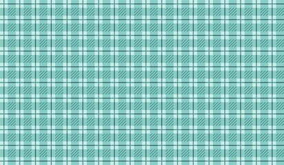 Teal and white plaid checkered fabric pattern background with checkered