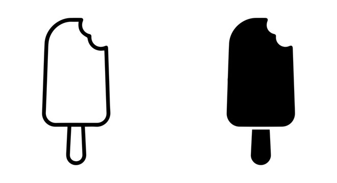 Bitten Ice Cream Bar Icons, Frozen Dessert Vector Graphics, Sweet Treat Symbols, Summer Refreshment