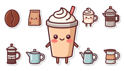 Obraz premium ice cream vector illustration, coffee and drinks