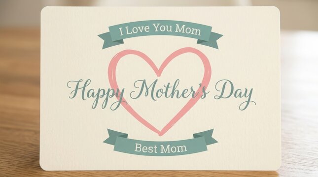 Mothers day greeting card with heart illustration