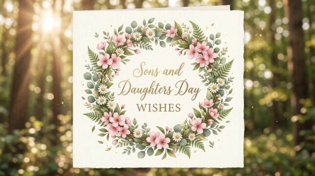Sons and daughters day wishes floral wreath card