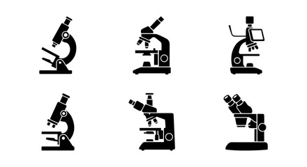 Fototapeta premium Microscope Icons Set, Scientific Equipment Vector Graphics, Laboratory Tools Collection