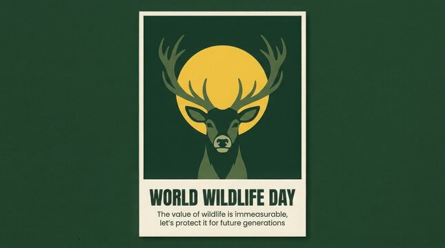 World wildlife day poster with deer illustration