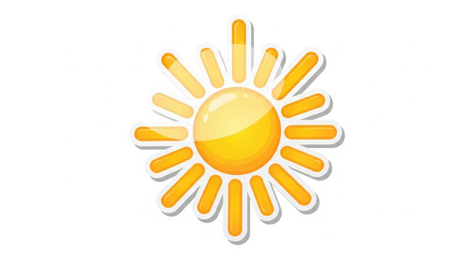 Simple Yellow Sun Icon Flat Weather Illustration
