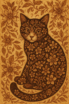 black cat on a yellow background