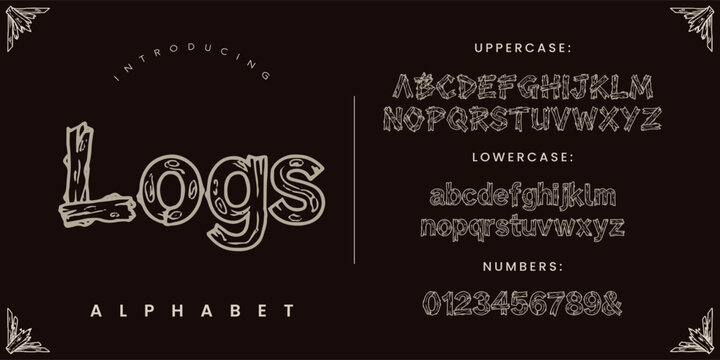 Logs unique rustic wood text concept for natural adventure camp and outdoor activity poster