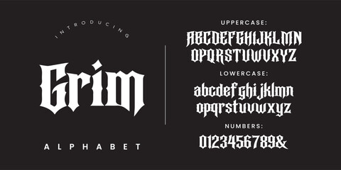 Grim Dark Gothic Font Style Featuring Sharp Edgy Blackletter Alphabet © Kiki