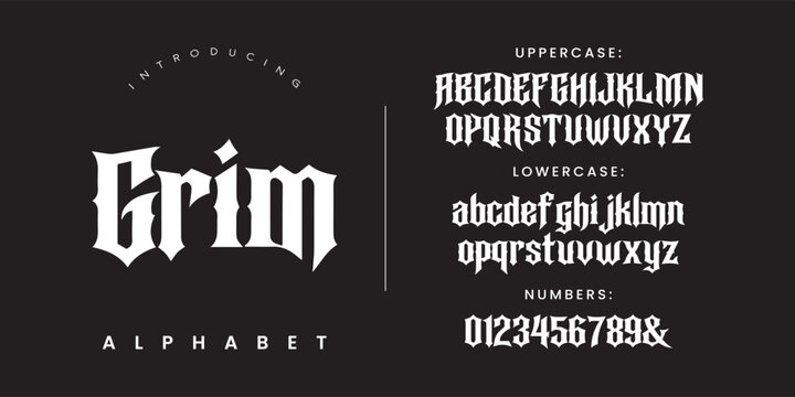 Grim Dark Gothic Font Style Featuring Sharp Edgy Blackletter Alphabet