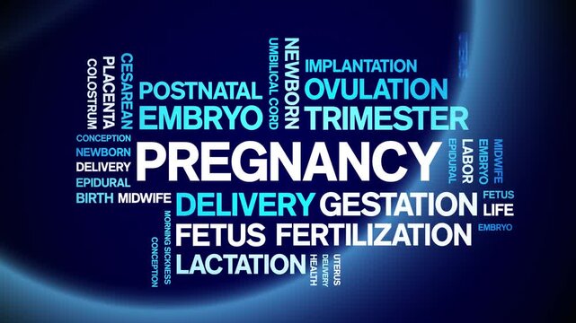 Pregnancy animated word cloud-animation tag kinetic typography seamless loop.