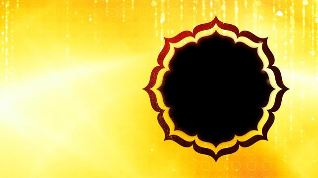 Glowing Lotus Border on Yellow Festive Background
