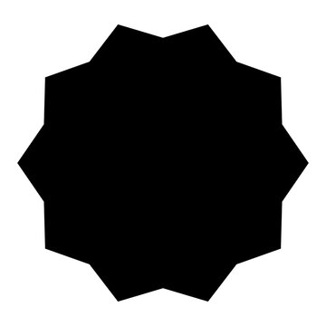 Jagged decagon png sticker, minimal shape design, transparent background