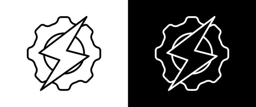 Power white and black icon set design