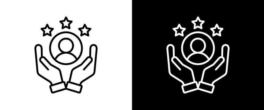 Loyalty white and black icon set design