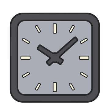 Square clock face with hands