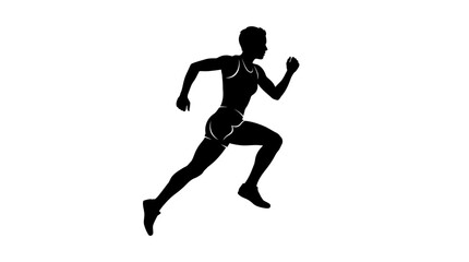Obraz premium Black silhouette athletic runner, sports icon, fitness symbol, vector illustration Vector