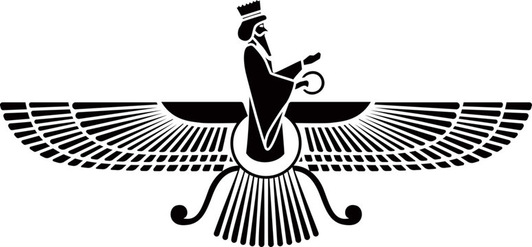 Faravahar ancient Persian symbol representing Zoroastrian culture and spiritual beliefs