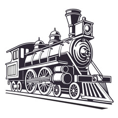 Vintage steam locomotive engine illustration with locomotive railroad transportation traveler © md