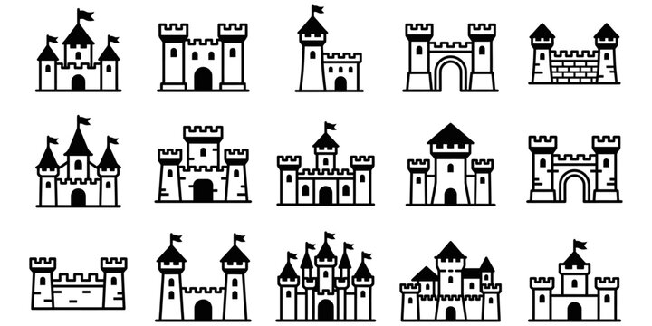 Collection of Medieval Castle Icons.