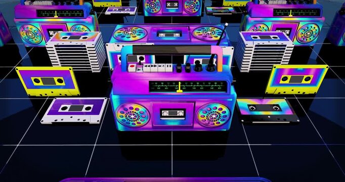 Retro audio cassette 1. Motion graphics Animation background Visual loops - 4K