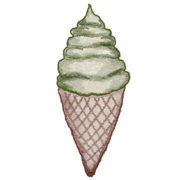 watercolor Matcha ice cream, Matcha ice cream for graphic resources
