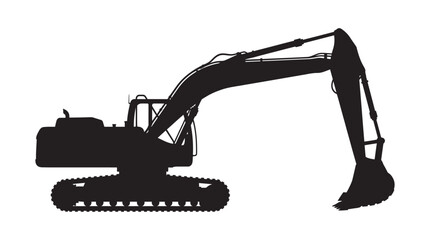Excavator Machinery Silhouette On A White Background © Md