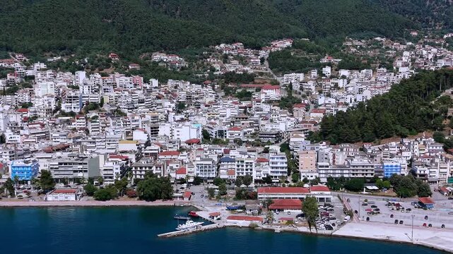 Aerial view of Igoumenitsa Greece Mediterranean Coastline