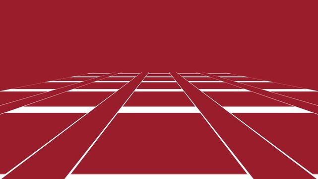 Abstract red grid perspective background with converging white lines