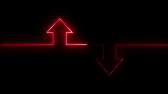 Reed Neon arrow doing direction information animation black background 4k video.