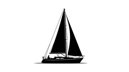 Sailing yacht, sailboat, vector illustration, black and white, nautical symbol vector © Md