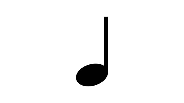 Music note icon, black eighth note symbol, musical notation sign, vector music element vector