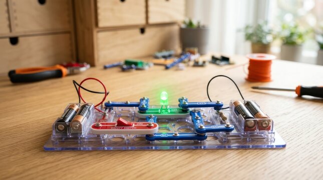 Simple electrical circuit experimentation with led light