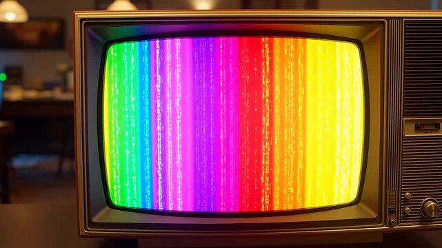 Classic TV Interruption with Color Bars Test Pattern