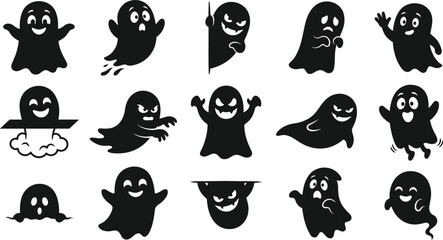 Obraz premium Halloween vector bundle diverse ghost silhouettes for spooky designs party decorations and digital art
