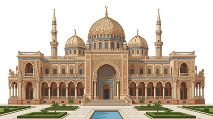 Fototapeta premium Large Mosque with Domes and Minarets.