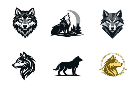 modern wolf logo icon collection