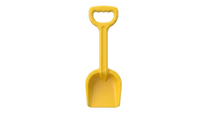 Yellow plastic toy shovel for beach sand play