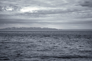Mountains behind water in Prince William Sound