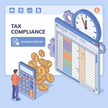 Small business man using a calculator to manage financial tax compliance and generating professional accounting report