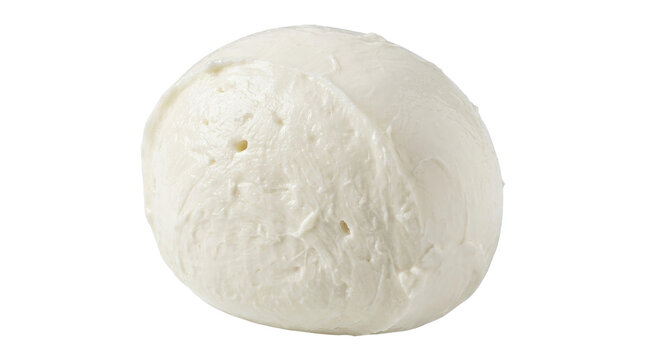 Fresh Mozzarella Ball: A perfectly spherical ball of fresh mozzarella cheese, showcasing its smooth, creamy texture and pristine white hue. Ideal for culinary creations and gourmet dishes.