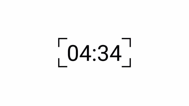 5 minute to 0 minute countdown in 1 minute, 5 min countdown animation on transparent background, five minute countdown in 4k with alpha channel.