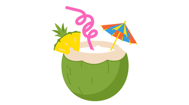 Fresh coconut beverage with pineapple slice