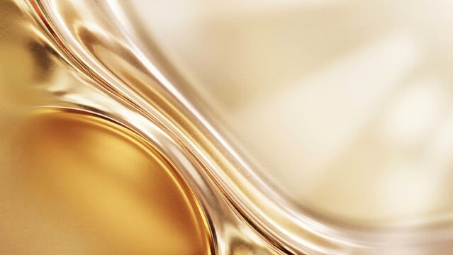 Abstract gold liquid waves with soft reflections and smooth curves