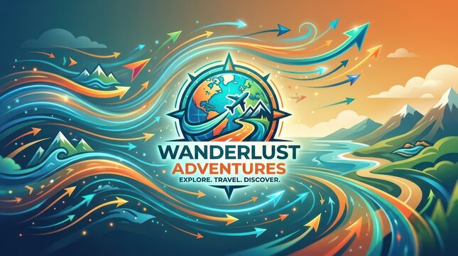 Creative branding logo design for travel agency featuring compass globe plane and roads.