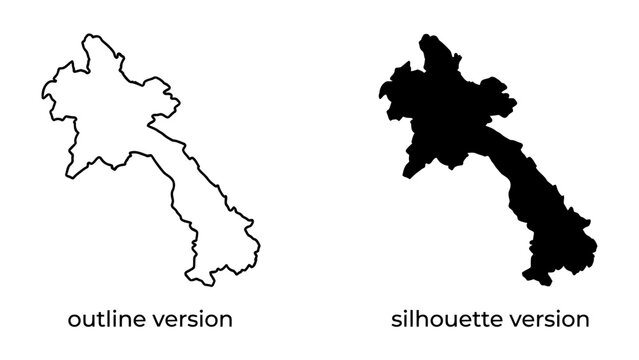 Outline and Silhouette Map of Laos