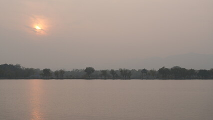 Naklejka premium The sunset view in the Summer Palace in Beijing of the China