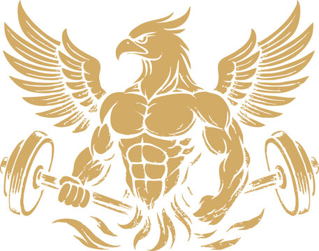 heraldic eagle with wings gym logo 