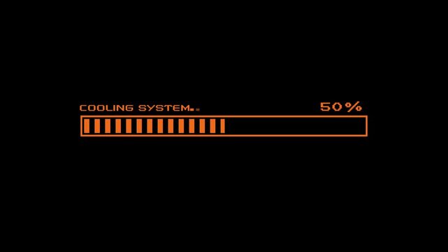 Retro Pixel Cooling System Progress Bar Animation From 0 Percent To 100 Percent On Black Background Computer System Monitoring Digital Technology Interface